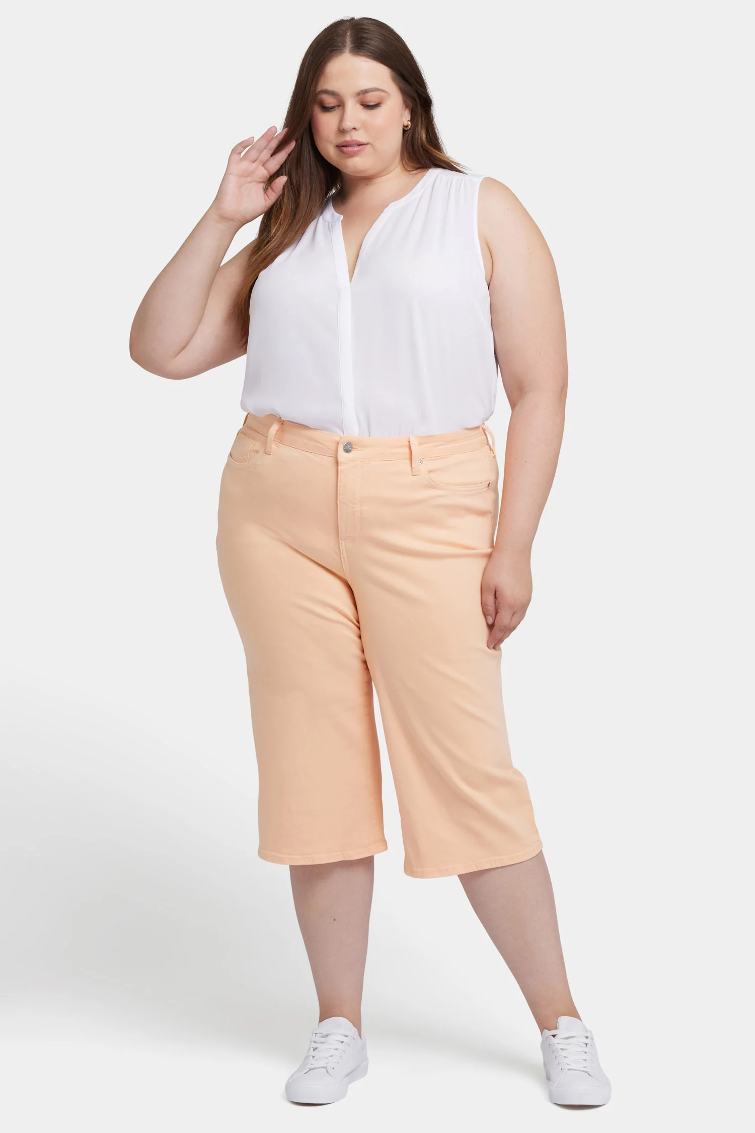 Wide Leg Pedal Pusher Jeans In Plus Size - Melon - Image 4