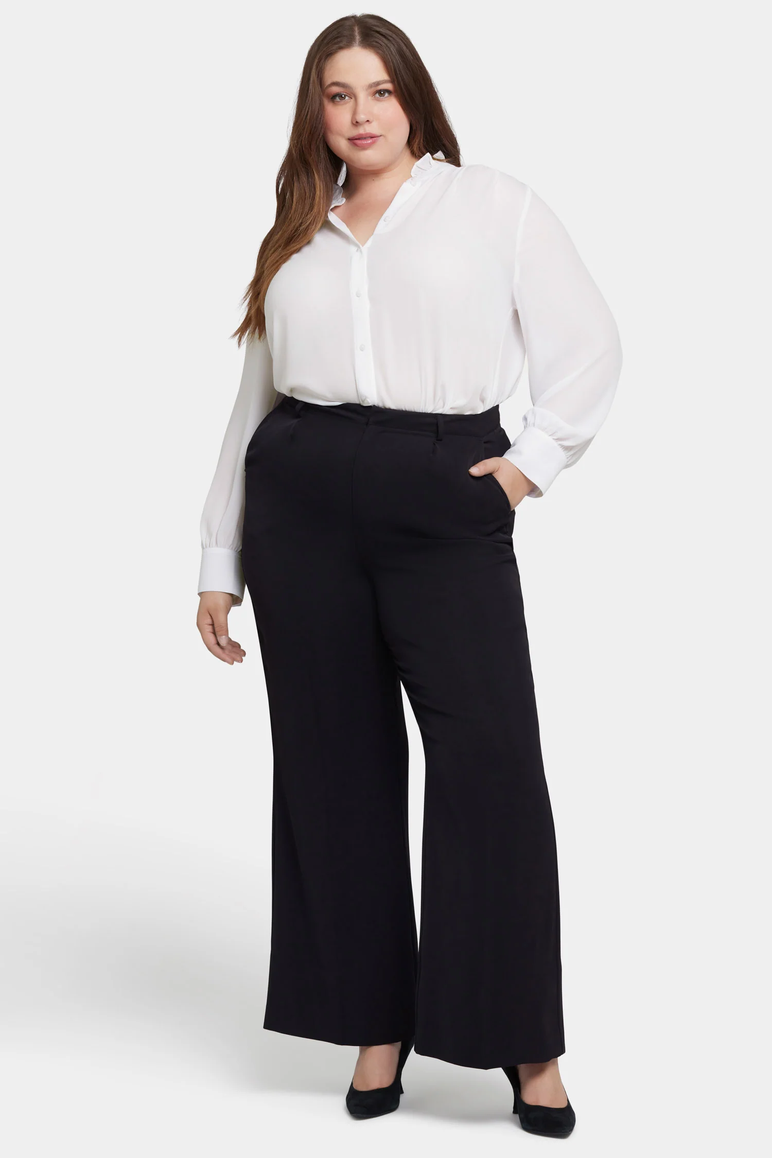 Wide Leg Trouser Pants In Plus Size - Black - Image 4