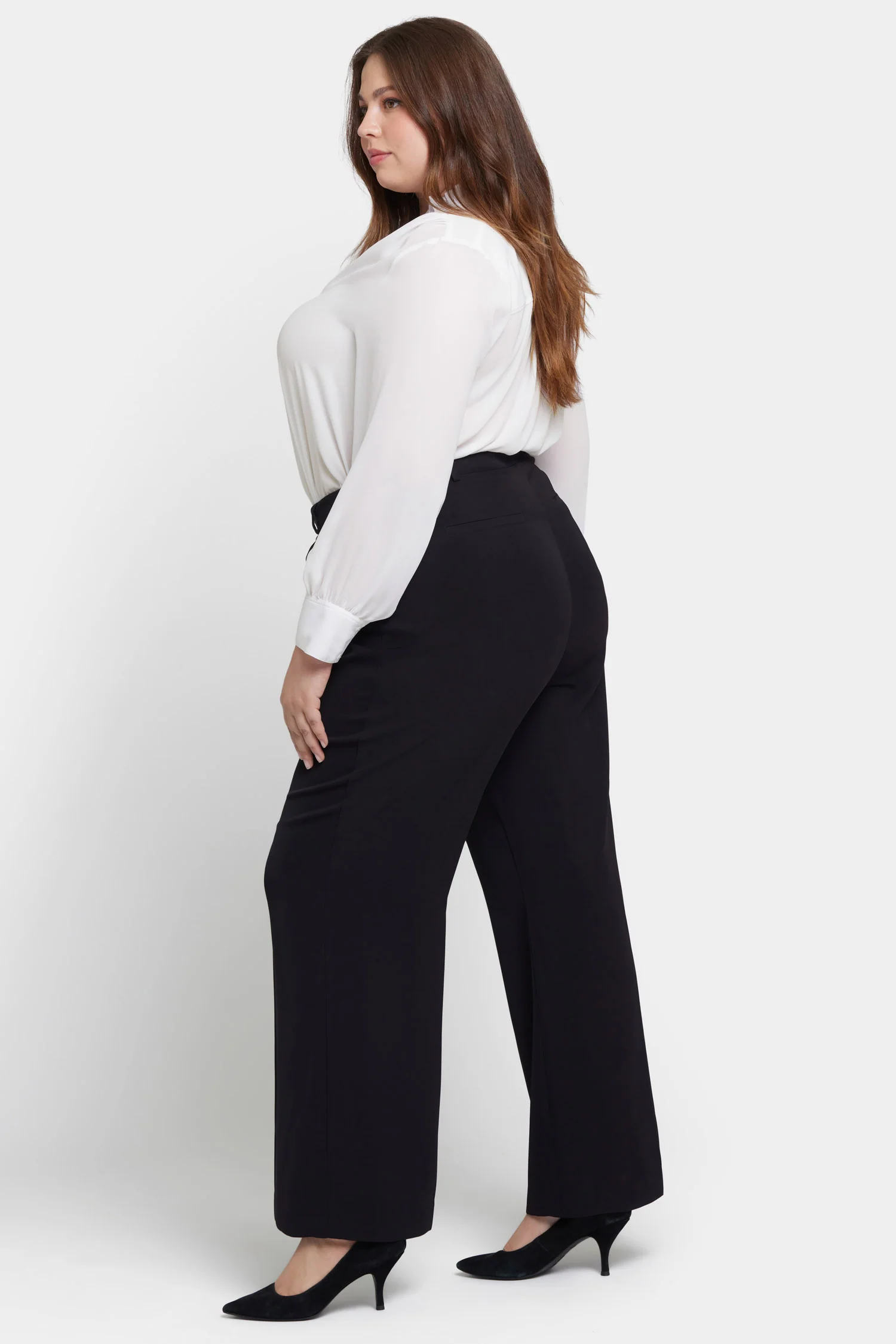Wide Leg Trouser Pants In Plus Size - Black - Image 5