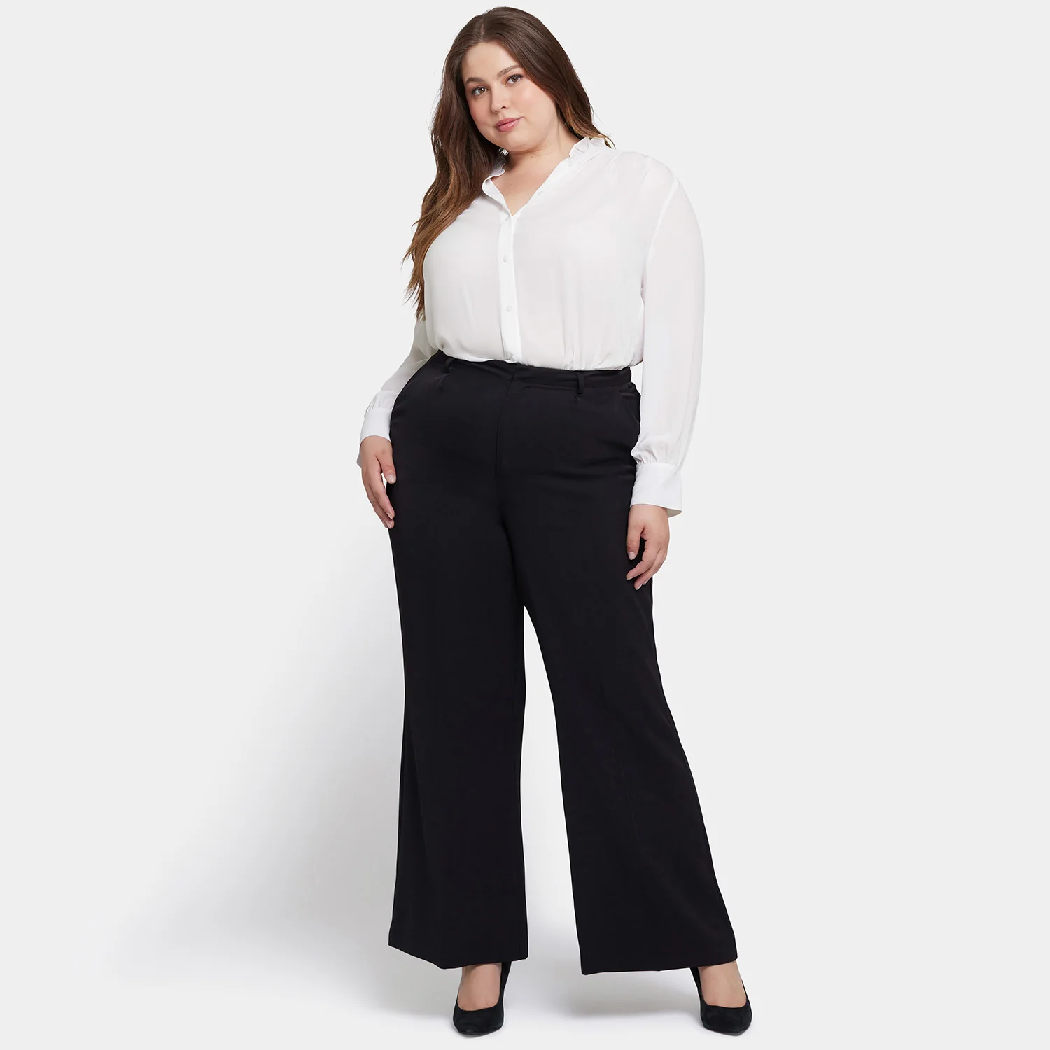Wide Leg Trouser Pants In Plus Size - Black - Image 7